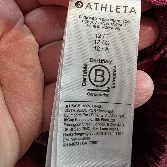 Athleta Retreat Linen Jogger Women's 12 TALL Drawstring Waist Pants Coffeeberry - Picture 9 of 11